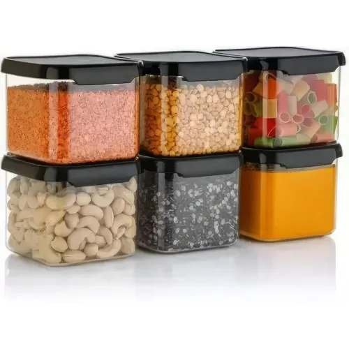 Image of Plastic Food Storage Container Set with Airtight Lids (500ml, 6Pcs)