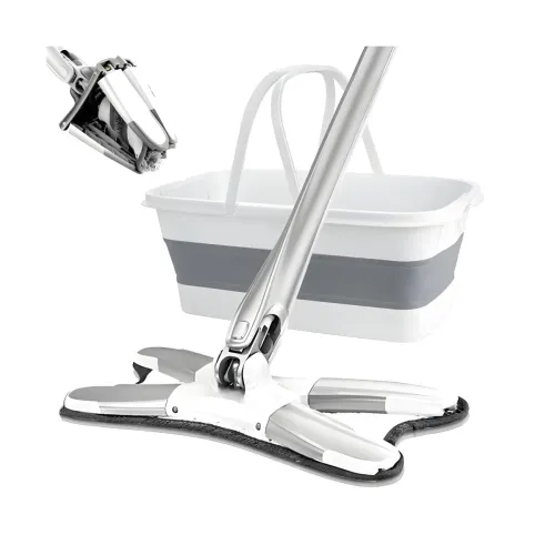 Image of Plastic Mop with Bucket for Floor Cleaning| X-Shape Mop with 360° Flexible Head, Ideal for Wet & Dry Cleaning for Any Su