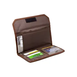 Plastic Multi-Pocket Travel Organizer & Card Holder With Zip Pouch (Brown)|Secure Closure, Compact Design
