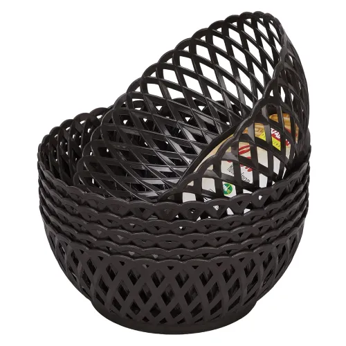 Image of Cane Large Plastic Storage Basket for Fruits, Vegetables & Snacks – Decorative Woven Design for Kitchen, Dining Table & 