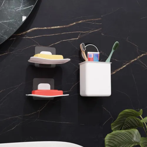 Image of Plastic Toothbrush Holders for Bathroom | Wall Mounted Toothbrush Holder |
