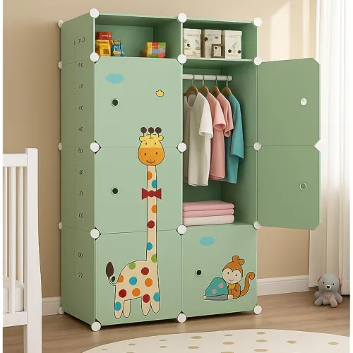Image of Plastic Wardrobe for Kids Clothes Anti-Skid & Non-Slip Effective Professional Collapsible Wardrobe