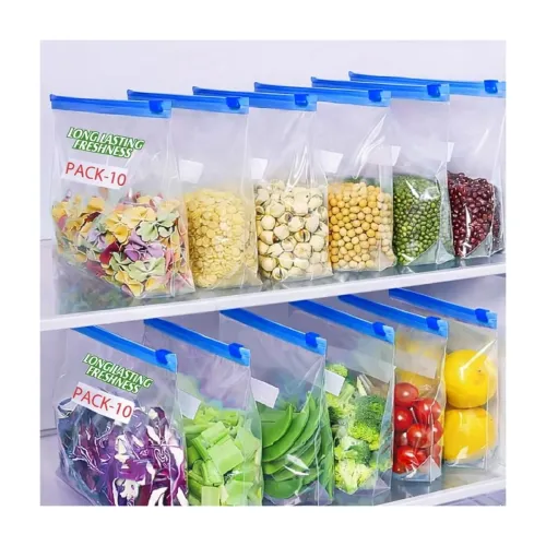Image of Plastic Zip Lock Reusable Slider Zipper Transparent Bag 9 x 10 inch (10, Blue)