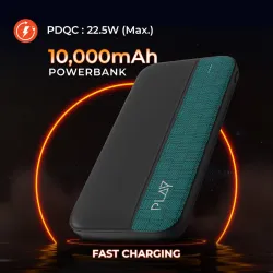 PLAY 10000 mAh 22.5 W Power Bank (Black-Teal, Lithium Polymer, Fast Charging, Power Delivery 3.0, Quick Charge 3.0 for L