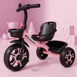 Kidsmate Ninja Plug N Play Durable Kids/Baby Tricycle, Safe & Secure, Storage Basket, Cushion Seat and Seat Belt for 12 Months to 48 Months Boys/Girls/Carrying Capacity Upto 30 Kgs (Pink)