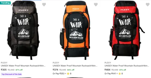 Image of Plexy Rucksacks Starting @ ₹305