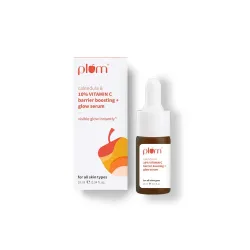 Plum 10% Vitamin C & Calendula Barrier Boosting + Glow Serum 10 ml | With 3% Niacinamide, 1% Hyaluronic acid & 1% Creami