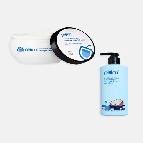 Image of Plum Strength & Shine Hair Care Duo - Shampoo 250ml & Hair Mask 100g