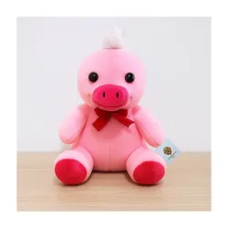Plush Pink Chick Soft Toy, 20 cm, with Red Scarf and Feet