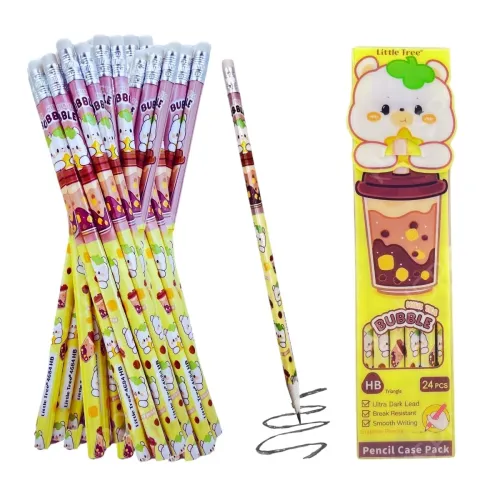 Image of PLUSPOINT 24 Pcs Pencils Cute Cartoon for Kids Triangular Ultra Dark Smooth