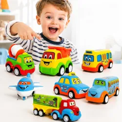 PLUSPOINT Pull-Back Toy Vehicle Set