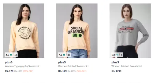 Image of plusS Sweatshirts for women minimum 90% Discount 