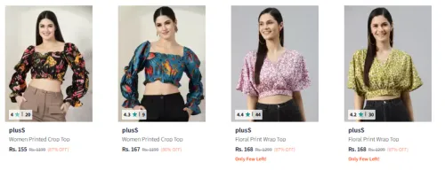 Image of plusS Women Printed Neck Top Starting at ₹155