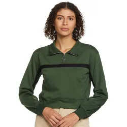 pluss Womens Fleece Collared Neck Sweatshirt