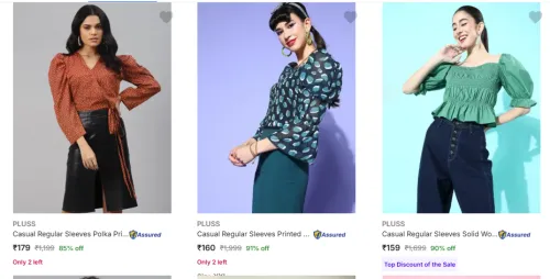 Image of PLUSS Women's Topwear Starting @ ₹159