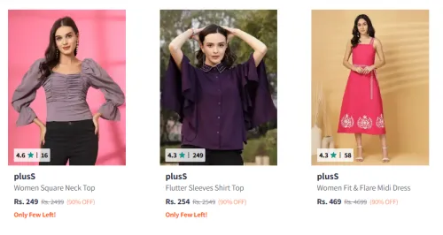 Image of plusS Women Square Neck Top Starting @ ₹249
