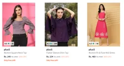 plusS Women Square Neck Top Starting @ ₹249