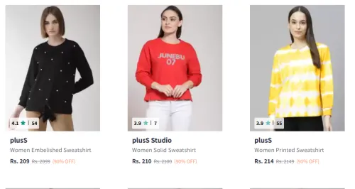 Image of Pluss Women Sweatshirt Flat 90% Discount