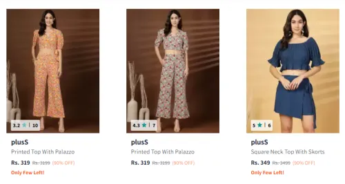 Image of Pluss Women Top With Plazzo Flat 90% Discount