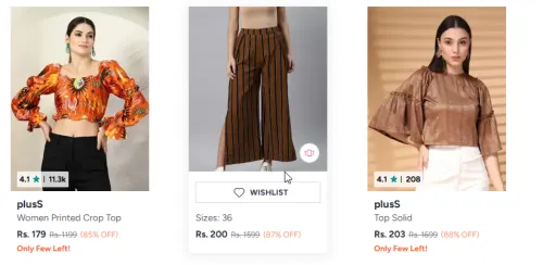 Image of PlusS women's clothing starting at ₹179