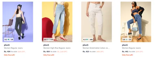 Image of Pluss Women's Jeans at minimum 80% Discount