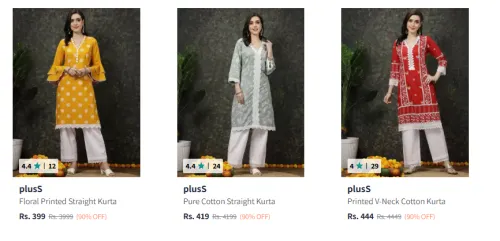 Image of Pluss Women's Kurtas upto 90% Discount