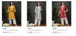 Pluss Womens Kurtas upto 90% Discount