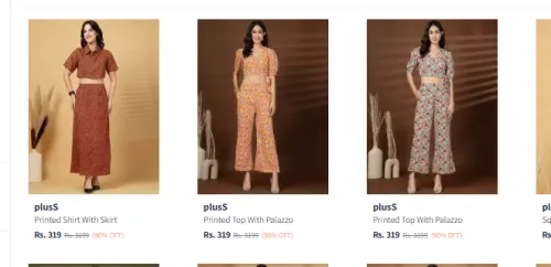 Image of PlusS Women's Top & Palazzo Set at 90% Discount 