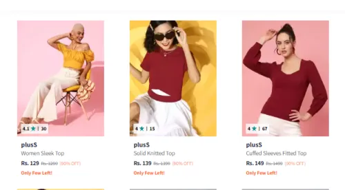 Image of Pluss Women's Tops at 90% Discount from ₹129