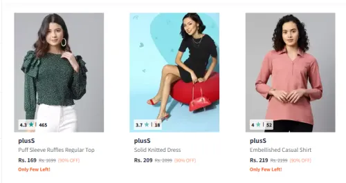 Image of PlusS Women's Tops at 90% Discount