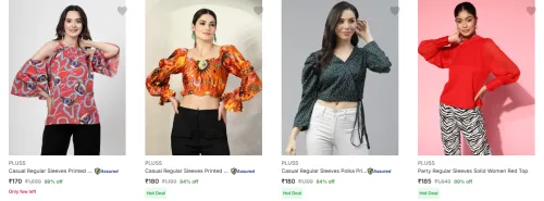 Image of Pluss Women's Tops at minimum 80% Discount