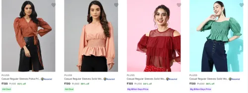 Image of Pluss Women's Tops upto 89% Discount | Starting at ₹199