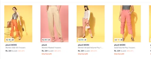 Image of PlusS Women's Trousers at 90% Discount from ₹214