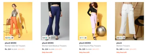 Image of Pluss Women's Trousers upto 90% Discount