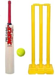 PMG Cricket Bat with PVC Wicket Set & 1 Tennis Ball For (4-7 Years) Poplar Willow Cricket Bat For 6 - 7 Yrs (0.8 kg)