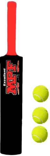 Image of PMG Heavy Plastic Cricket Bat with 3 Tennis Balls for Kids (4-7 Years)