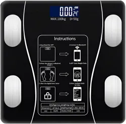 PN-AUK Smart Bluetooth Weight Machine 18 Body Composition Sync with Fitness Mobile App Weighing Scale (Black)