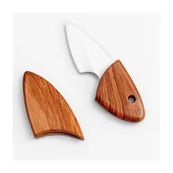 Pocket Folding Knife with Wooden Handle, Compact Portable EDC Mini Knife