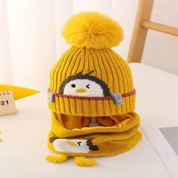  Poftik Kids Pom Pom Woollen Self Design Beanie Caps