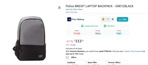 Image of Police BREXIT LAPTOP BACKPACK - GREY / BLACK