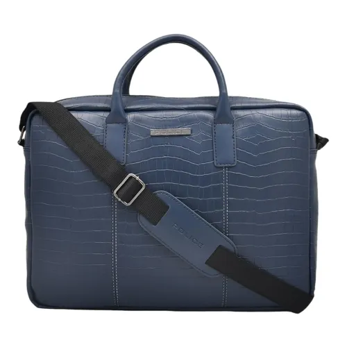 Image of Police Croco Classy PT 15\' Navy Laptop Briefcase