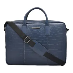 Police Croco Classy PT 15\ Navy Laptop Briefcase