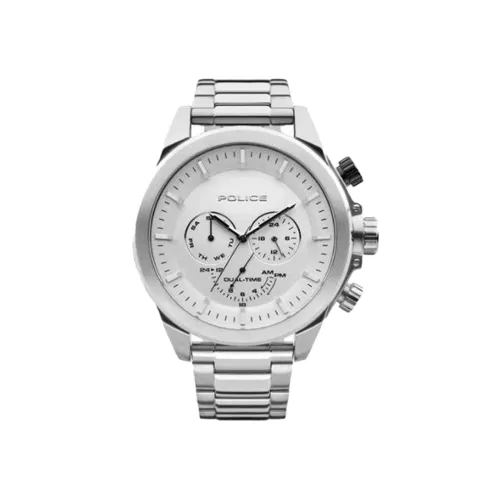 Image of Police Mens 50 mm Belmont White Leather Analogue Watch