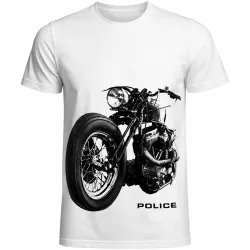 Police Men's Graphic Print T-Shirt | Super Combed Cotton Rich Fabric | Round Neck Half Sleeve Casual Tee | Regular Fit | White