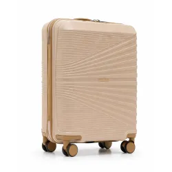 Police Origine Cabin Trolley | 65L Capacity TSA Lock 8 Smooth 360° Spinner Wheels Telescopic Handle PP Hard Shell | Lightweight 20\' Cabin Luggage for Travel & Weekend Trips (Beige/TAN) (Bab...
