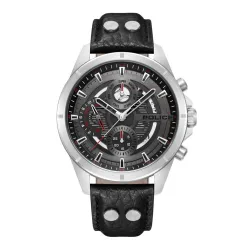 Police Quartz Multifunction Black Leather Strap Watch for Men