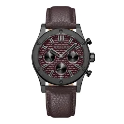 Police Quartz Multifunction Maroon Dial Brown Leather Strap Watch for Men - PLPEWJF0006203
