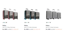 Police Trolley Bag Set of 3 Starting @ ₹3399