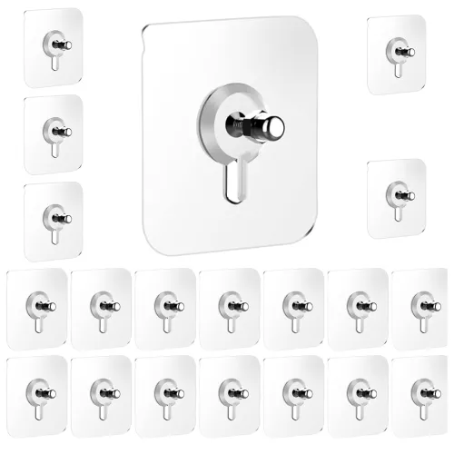 Image of Polka Adhesive Wall Hooks – Set of 20 Heavy-Duty Self-Stick Hooks | No-Drill, Waterproof & Rustproof Wall Mount for Kitc