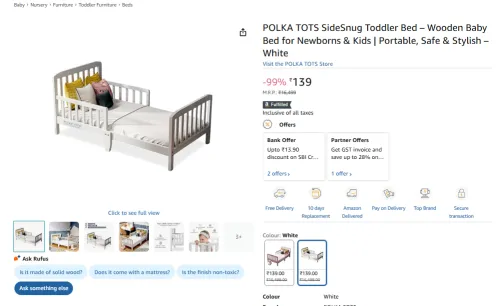 Image of POLKA TOTS SideSnug Toddler Bed 